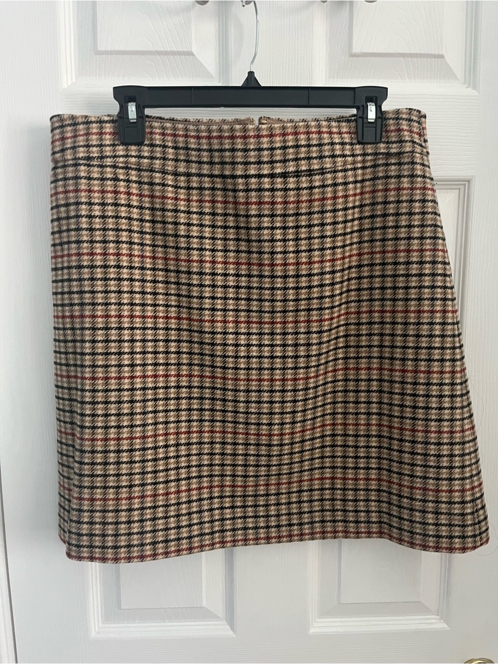 J.Crew Houndstooth Wool Blend Mini Skirt - Beige/Black/Red